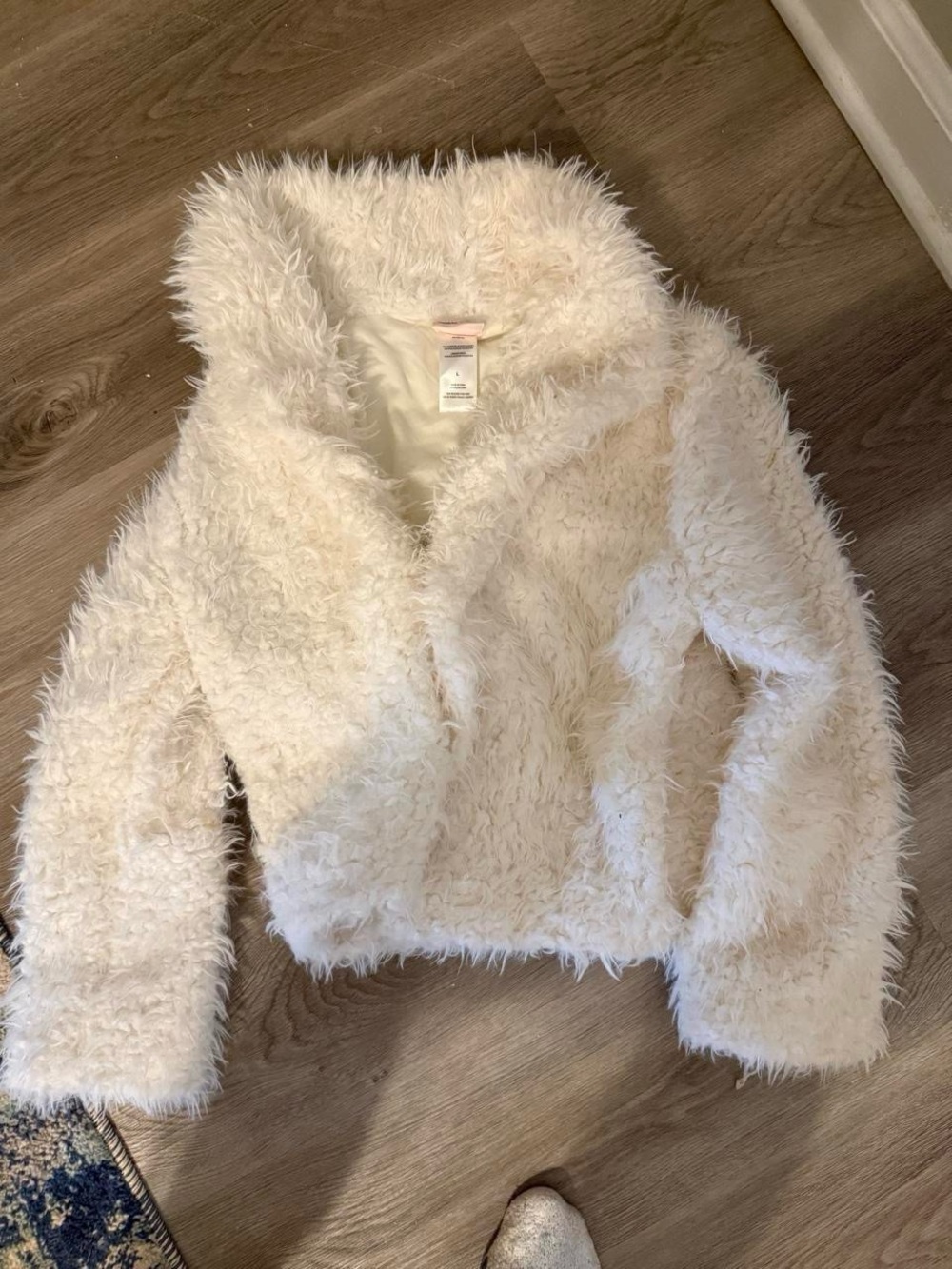 Little Lass Cream Faux-Fur Teddy Jacket